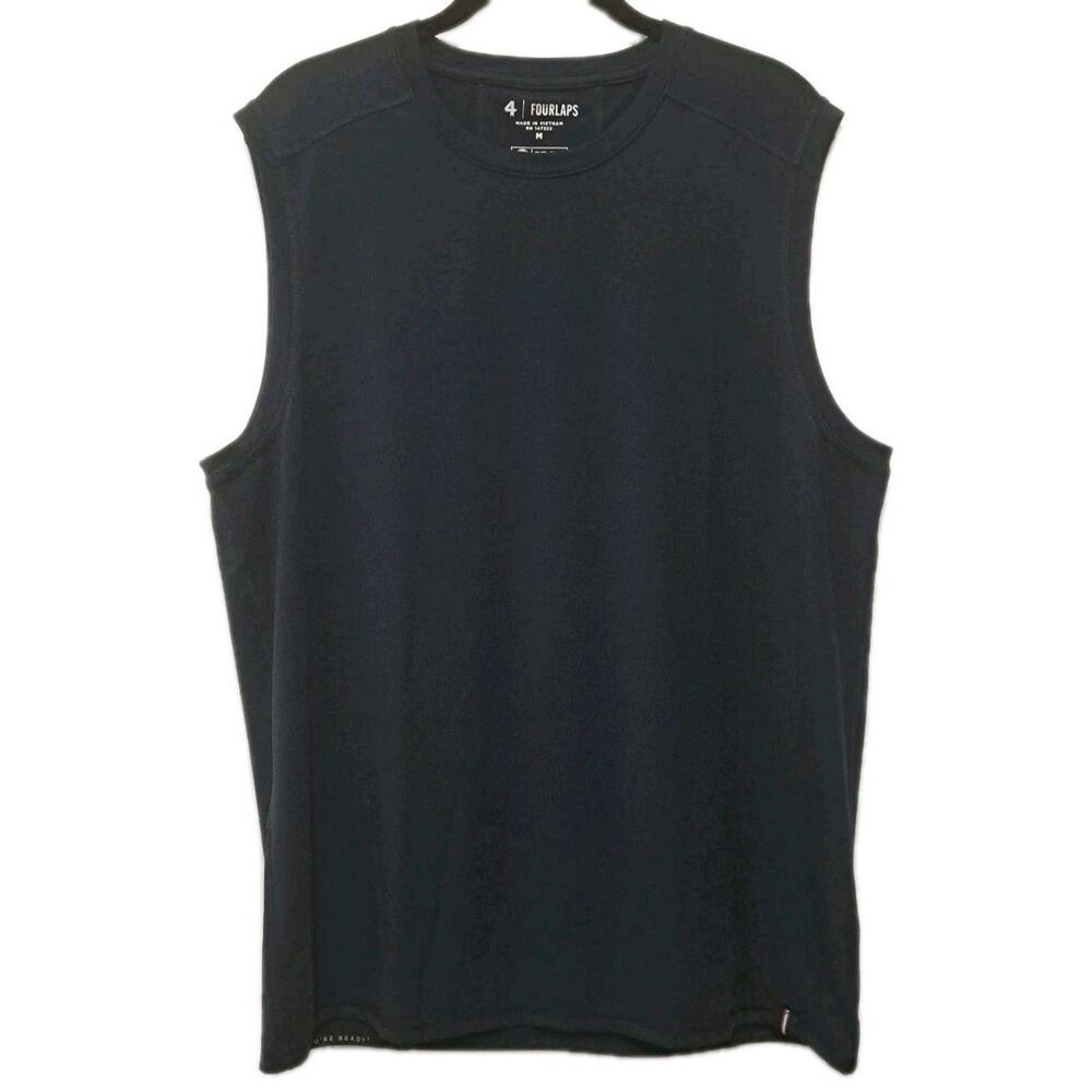 Fourlaps Performance Tank Top Mens Medium M Navy Blue Muscle Athletic Athleisure